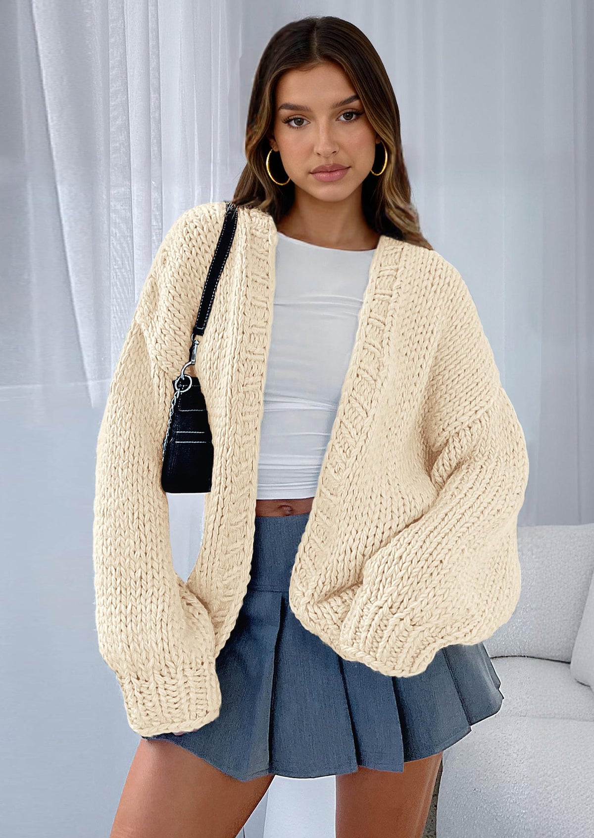 Pisania Cardigan Sweaters for Women Trendy Fall Fashion Long Sleeve Chunky Knit Cardigans Winter Clothing Outfits