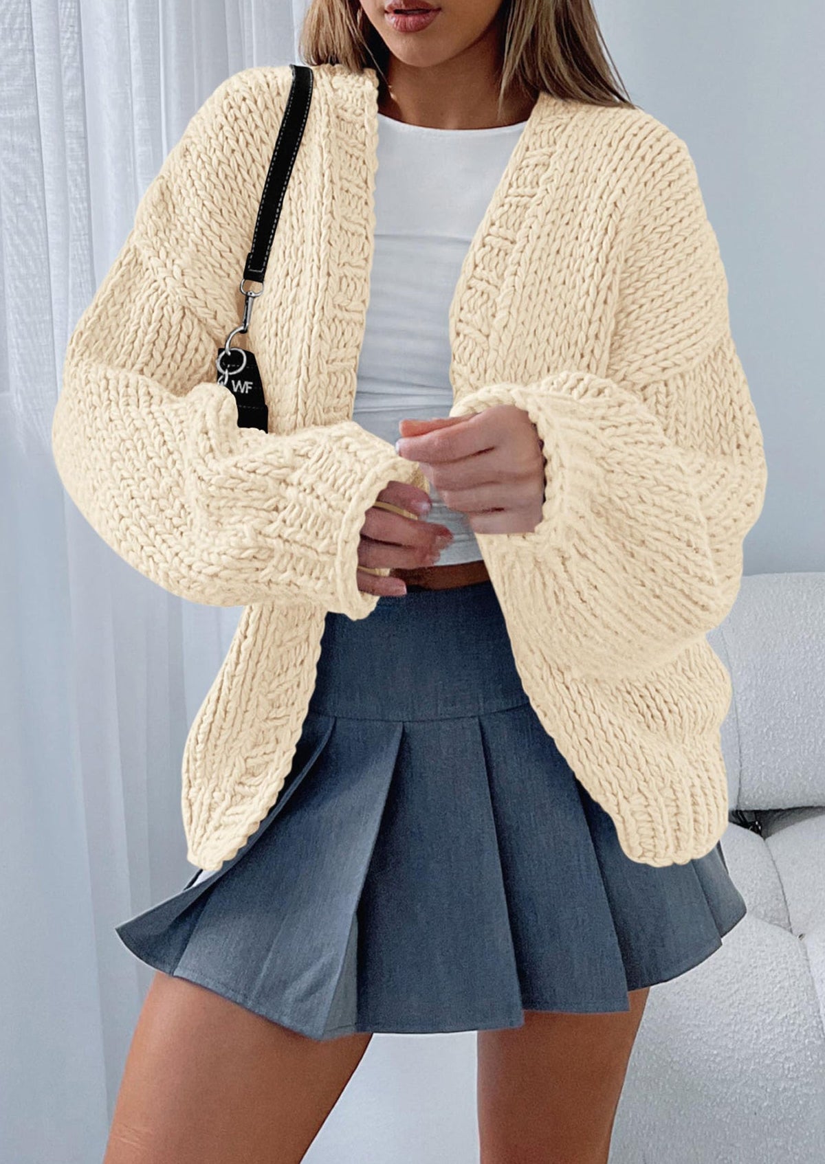 Pisania Cardigan Sweaters for Women Trendy Fall Fashion Long Sleeve Chunky Knit Cardigans Winter Clothing Outfits
