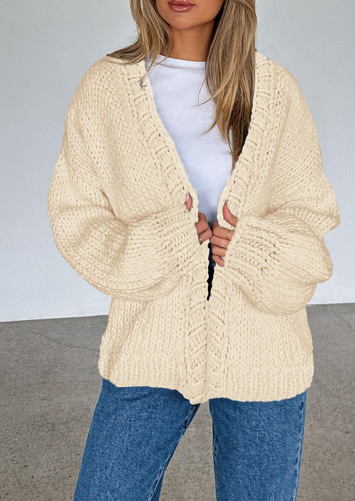 Pisania Cardigan Sweaters for Women Trendy Fall Fashion Long Sleeve Chunky Knit Cardigans Winter Clothing Outfits