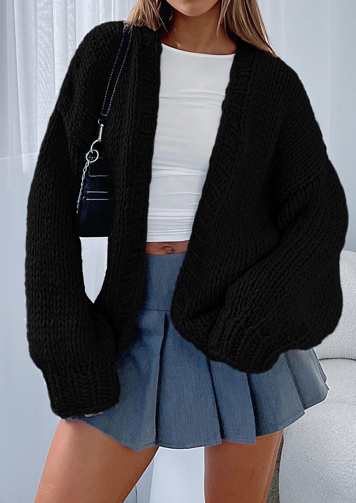 Pisania Cardigan Sweaters for Women Trendy Fall Fashion Long Sleeve Chunky Knit Cardigans Winter Clothing Outfits
