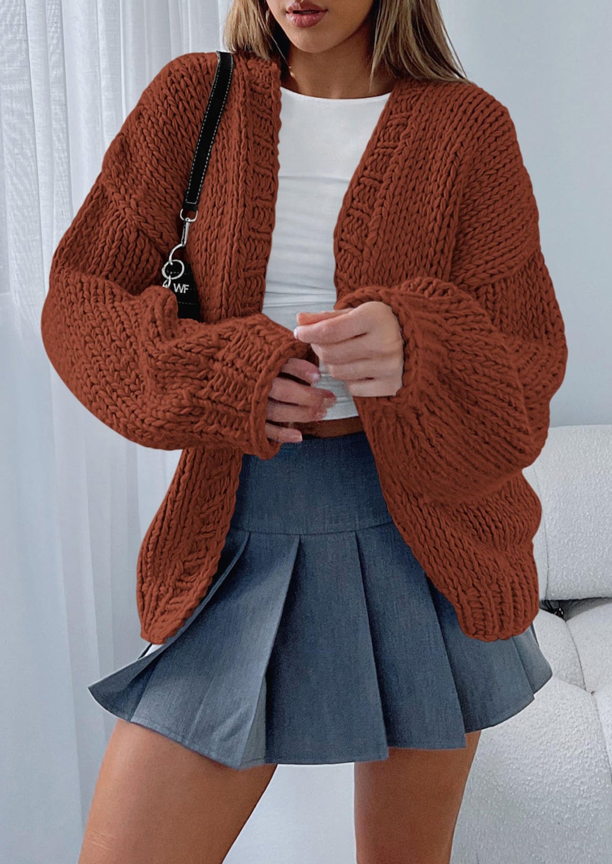 Pisania Cardigan Sweaters for Women Trendy Fall Fashion Long Sleeve Chunky Knit Cardigans Winter Clothing Outfits