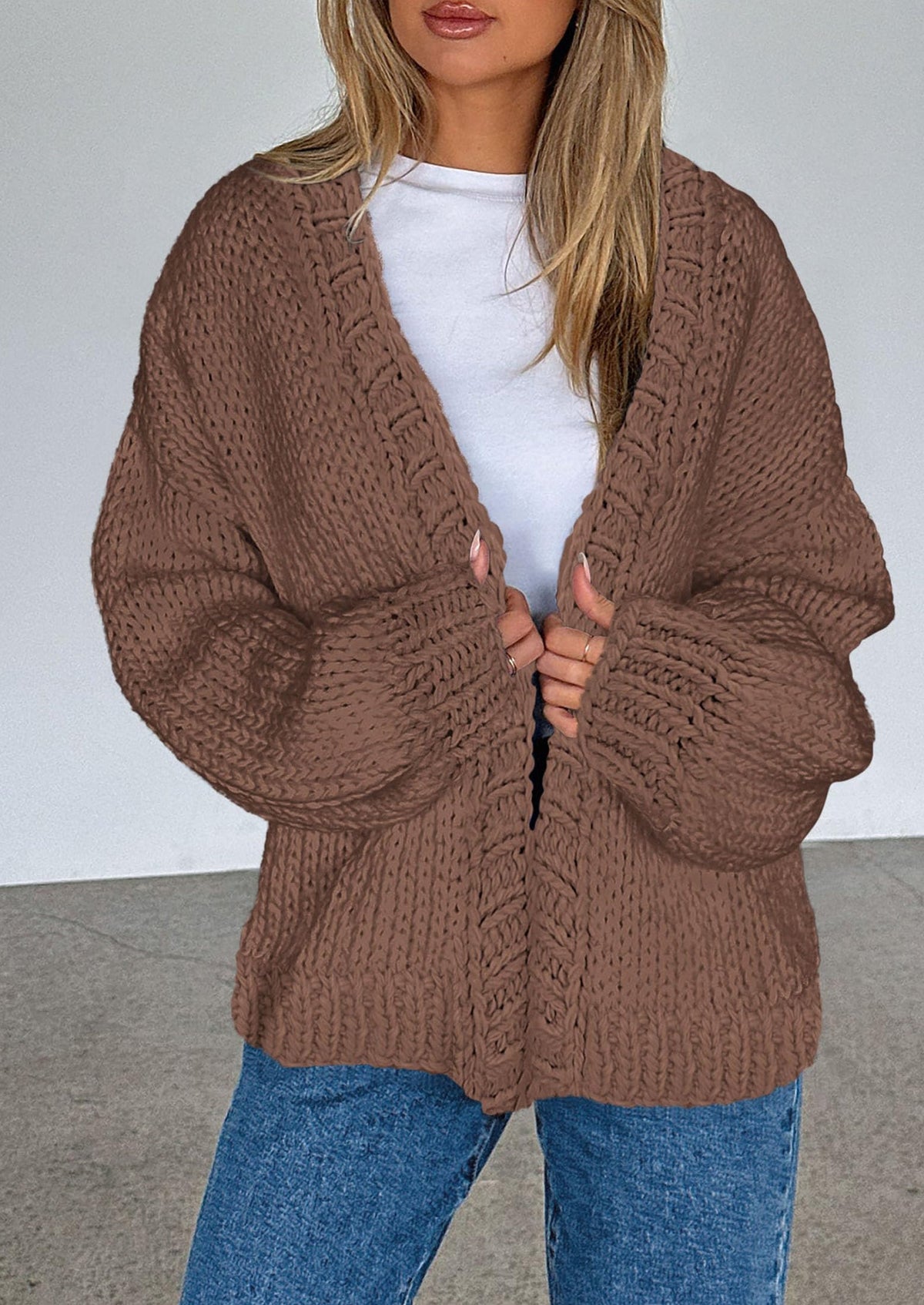 Pisania Cardigan Sweaters for Women Trendy Fall Fashion Long Sleeve Chunky Knit Cardigans Winter Clothing Outfits