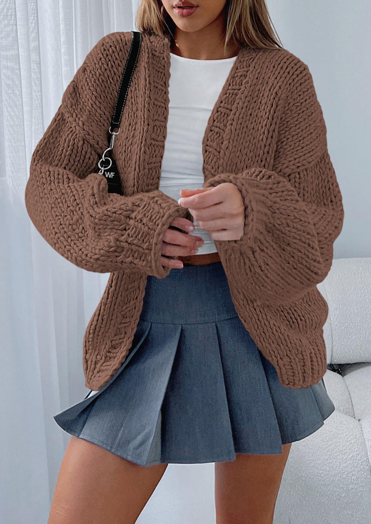 Pisania Cardigan Sweaters for Women Trendy Fall Fashion Long Sleeve Chunky Knit Cardigans Winter Clothing Outfits