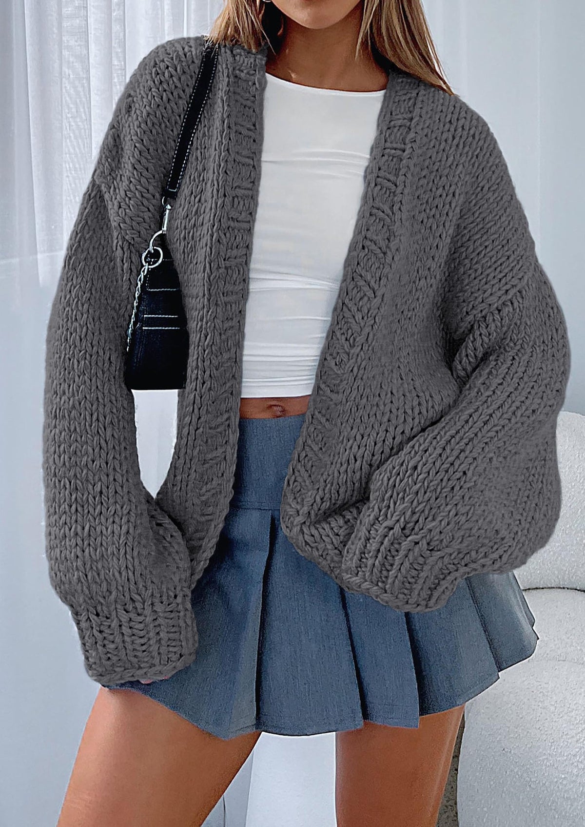 Pisania Cardigan Sweaters for Women Trendy Fall Fashion Long Sleeve Chunky Knit Cardigans Winter Clothing Outfits