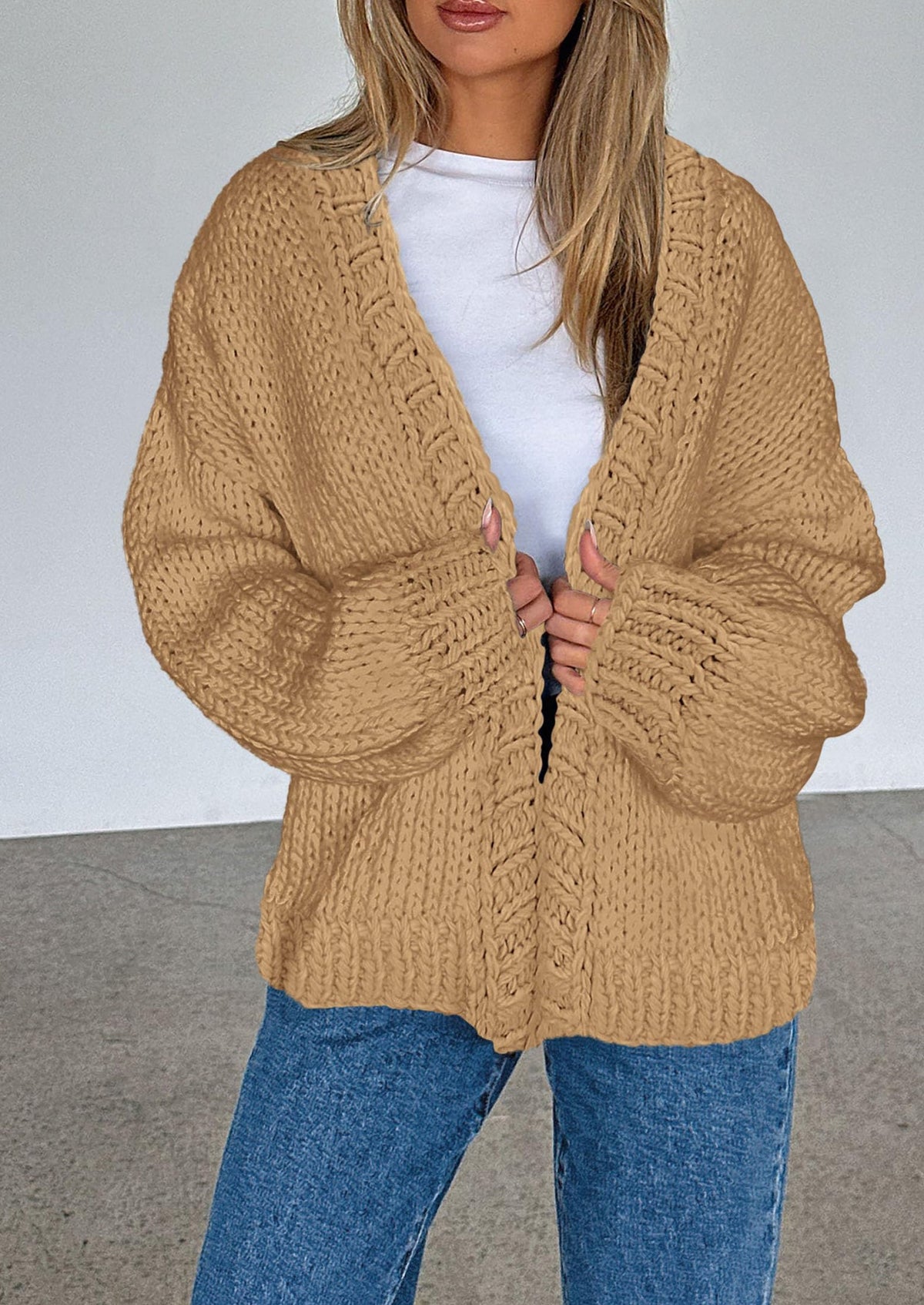 Pisania Cardigan Sweaters for Women Trendy Fall Fashion Long Sleeve Chunky Knit Cardigans Winter Clothing Outfits