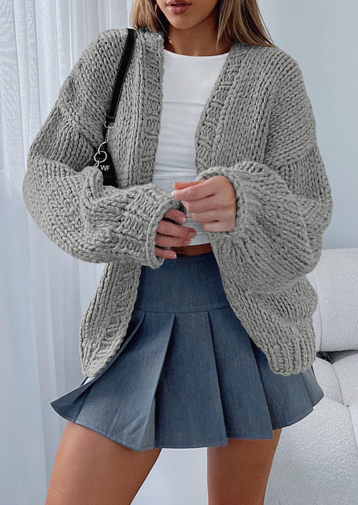 Pisania Cardigan Sweaters for Women Trendy Fall Fashion Long Sleeve Chunky Knit Cardigans Winter Clothing Outfits