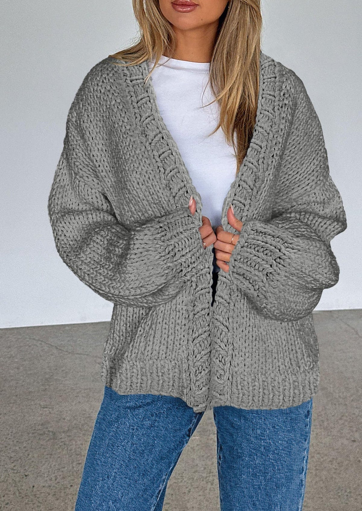 Pisania Cardigan Sweaters for Women Trendy Fall Fashion Long Sleeve Chunky Knit Cardigans Winter Clothing Outfits