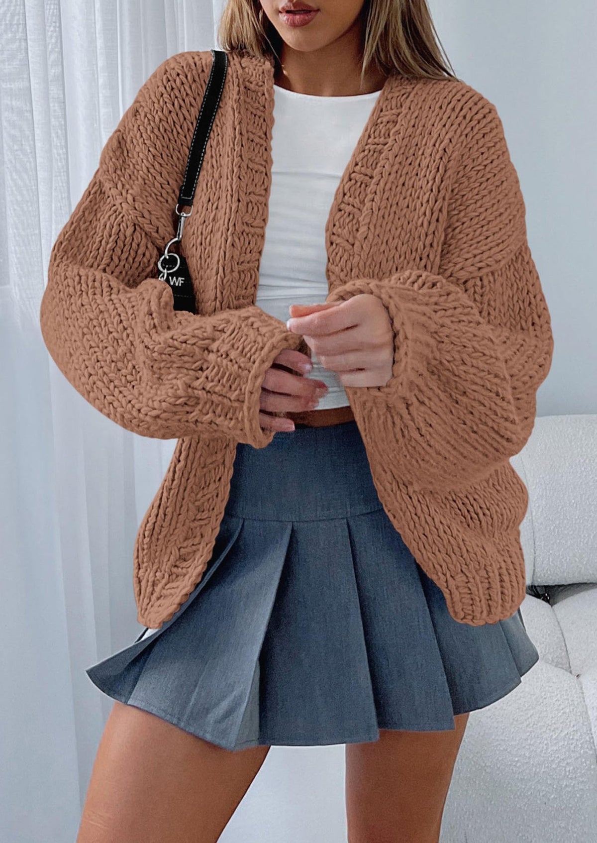 Pisania Cardigan Sweaters for Women Trendy Fall Fashion Long Sleeve Chunky Knit Cardigans Winter Clothing Outfits