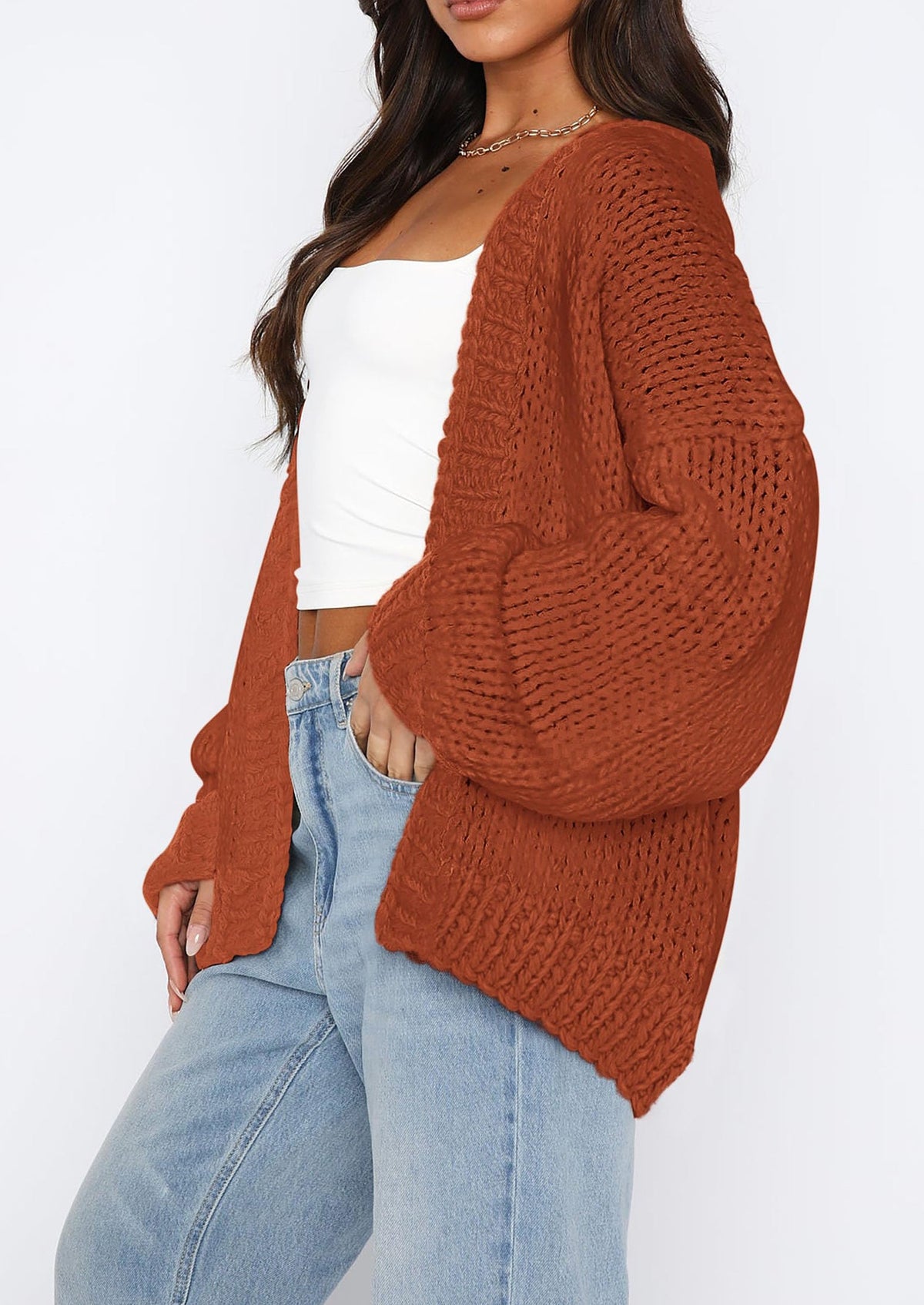 Pisania Cardigan Sweaters for Women Trendy Fall Fashion Long Sleeve Chunky Knit Cardigans Winter Clothing Outfits