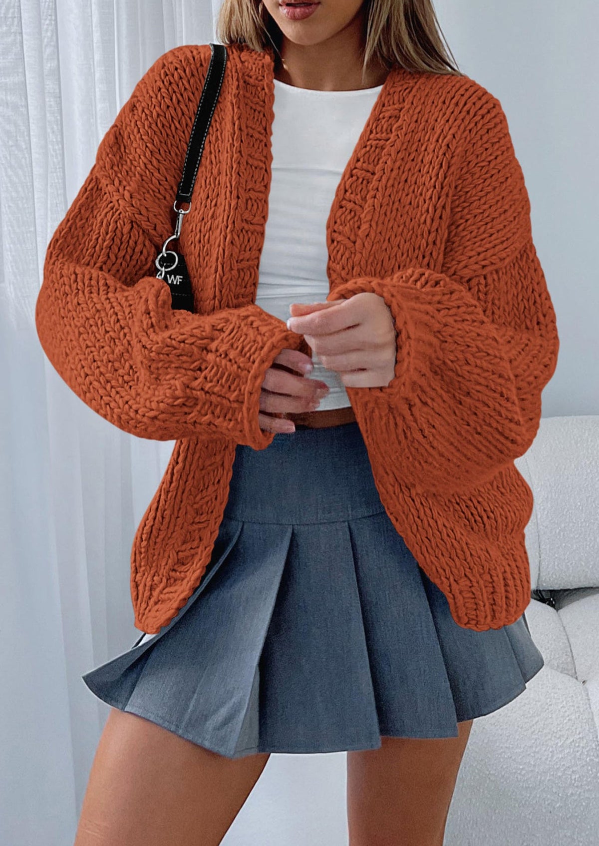 Pisania Cardigan Sweaters for Women Trendy Fall Fashion Long Sleeve Chunky Knit Cardigans Winter Clothing Outfits