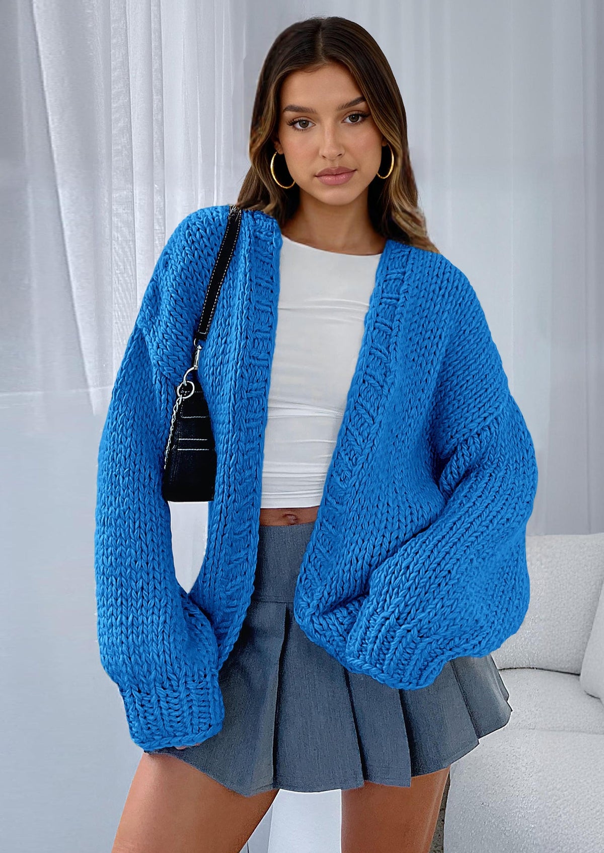 Pisania Cardigan Sweaters for Women Trendy Fall Fashion Long Sleeve Chunky Knit Cardigans Winter Clothing Outfits