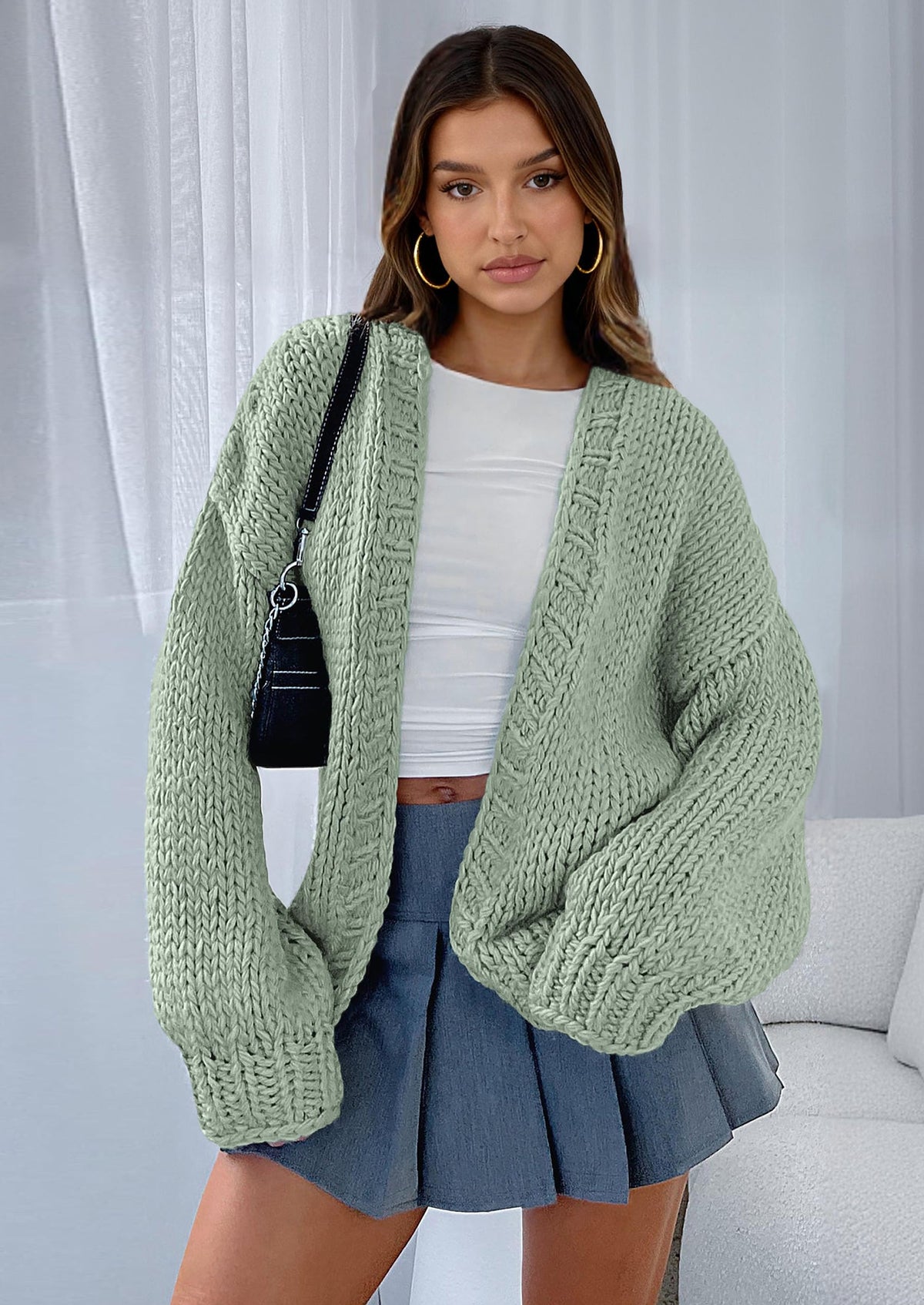Pisania Cardigan Sweaters for Women Trendy Fall Fashion Long Sleeve Chunky Knit Cardigans Winter Clothing Outfits