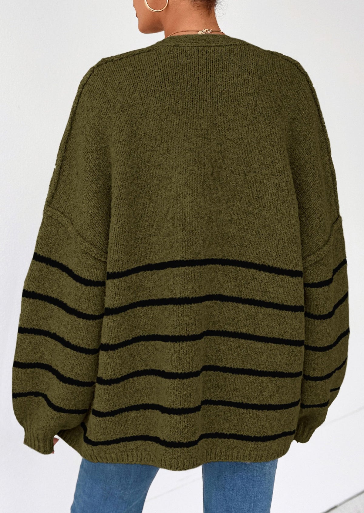 Pisania Womens Oversized Cardigan Sweaters Fall Long Lantern Sleeve Knit Open Front Lightweight Sweater