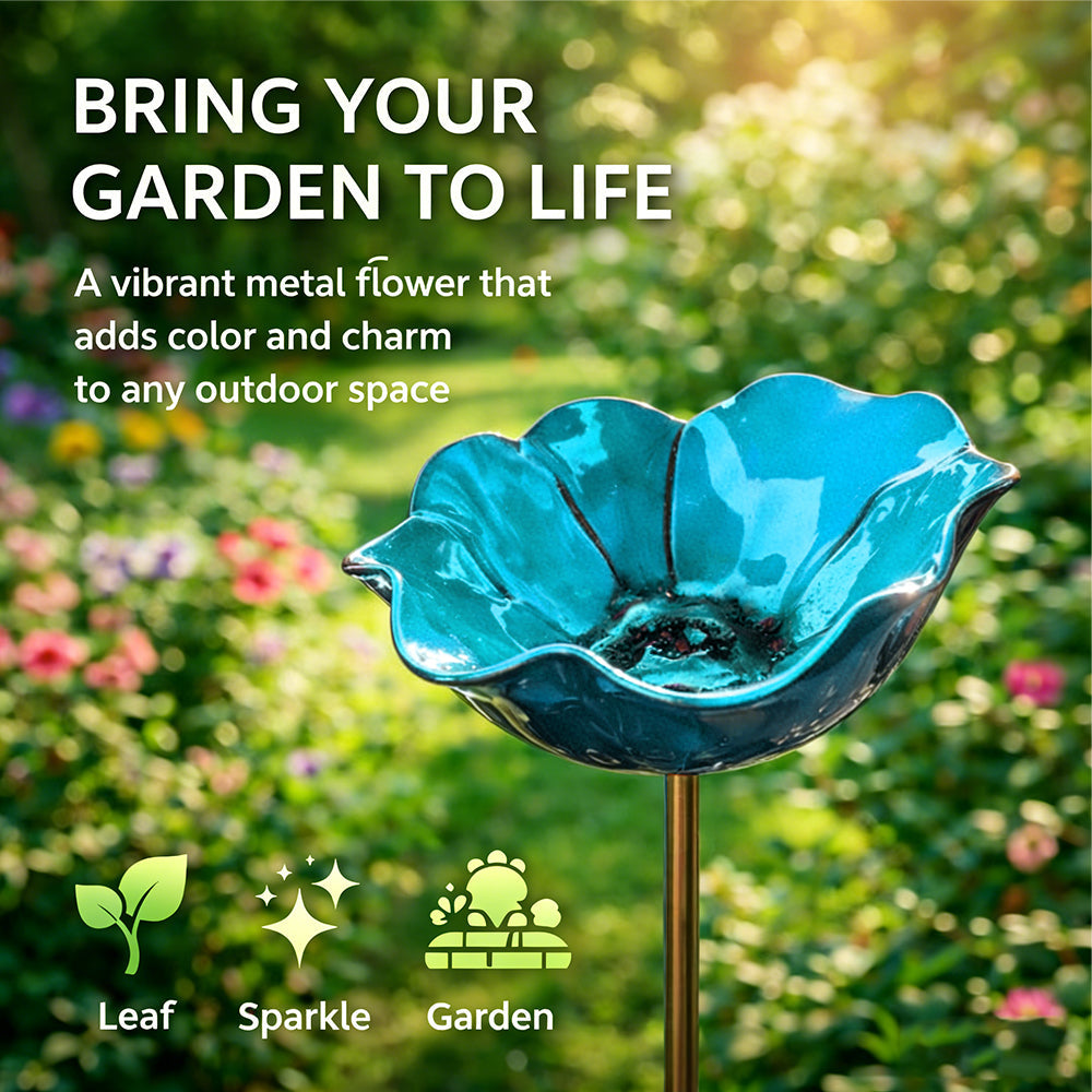 Colorful Metal Flower Stake for Birds, Bees & Butterflies