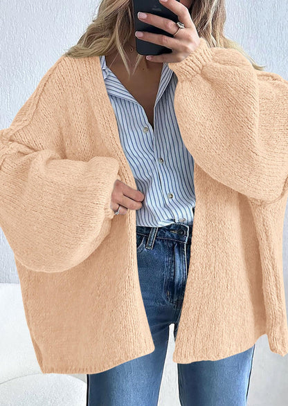 Pisania Womens Oversized Cardigan Sweaters Fall Long Lantern Sleeve Knit Open Front Lightweight Sweater