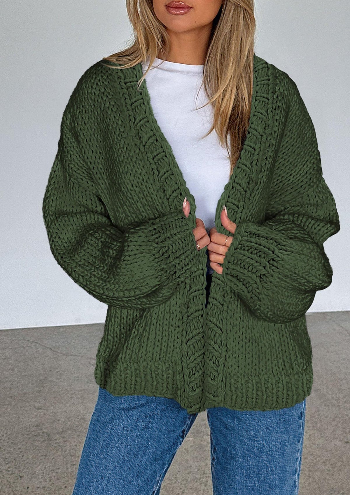 Pisania Cardigan Sweaters for Women Trendy Fall Fashion Long Sleeve Chunky Knit Cardigans Winter Clothing Outfits