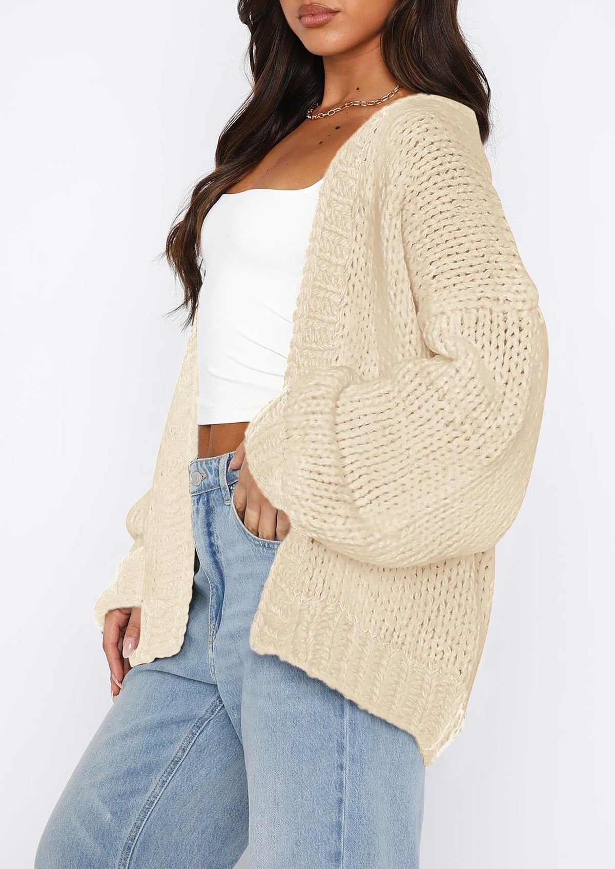 Pisania Cardigan Sweaters for Women Trendy Fall Fashion Long Sleeve Chunky Knit Cardigans Winter Clothing Outfits