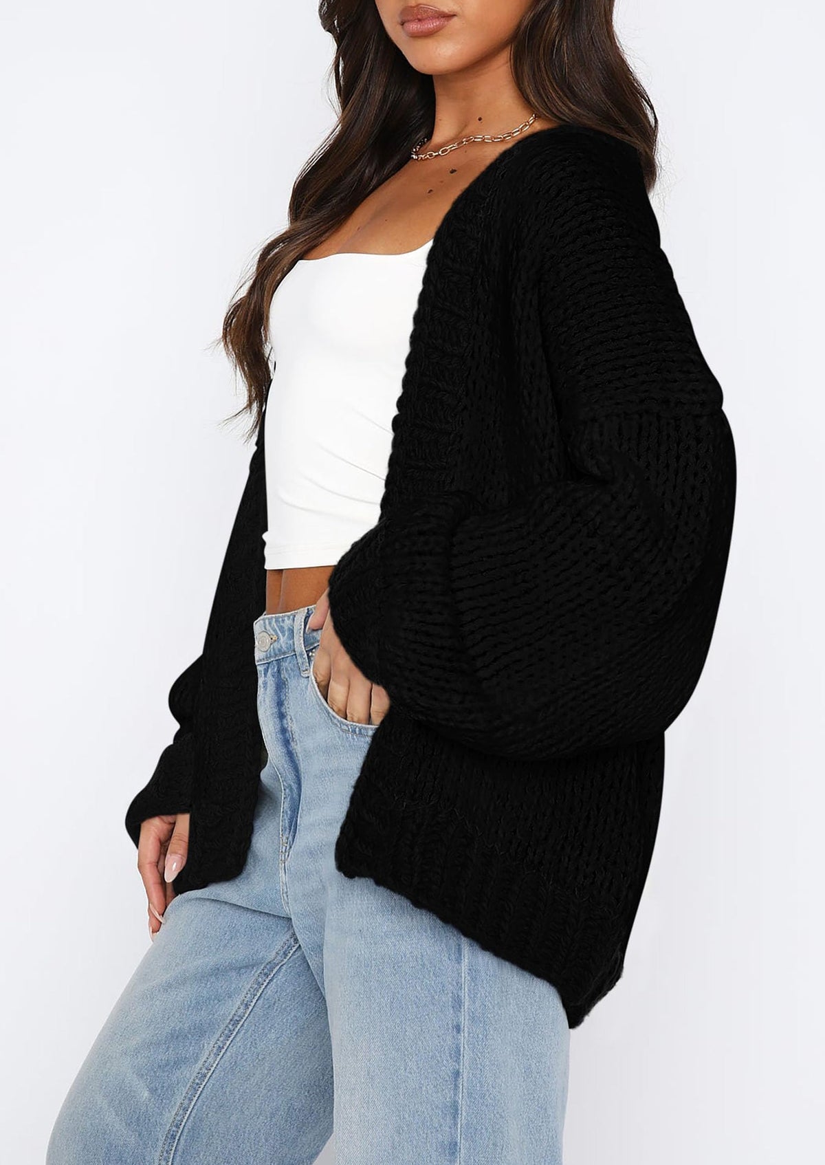 Pisania Cardigan Sweaters for Women Trendy Fall Fashion Long Sleeve Chunky Knit Cardigans Winter Clothing Outfits