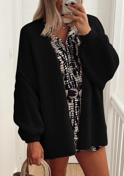 Pisania Womens Oversized Cardigan Sweaters Fall Long Lantern Sleeve Knit Open Front Lightweight Sweater