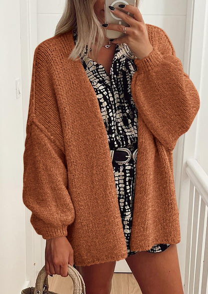 Pisania Womens Oversized Cardigan Sweaters Fall Long Lantern Sleeve Knit Open Front Lightweight Sweater