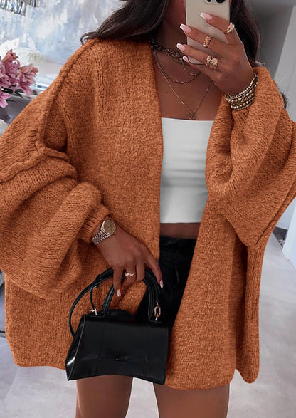 Pisania Womens Oversized Cardigan Sweaters Fall Long Lantern Sleeve Knit Open Front Lightweight Sweater