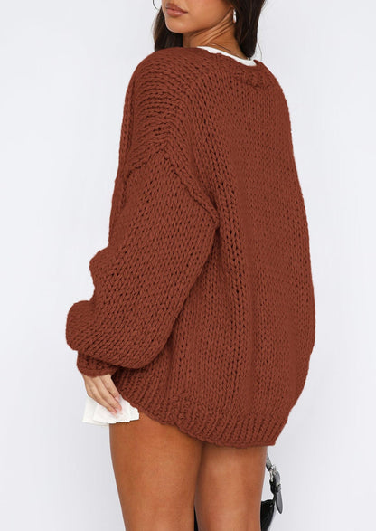 Pisania Cardigan Sweaters for Women Trendy Fall Fashion Long Sleeve Chunky Knit Cardigans Winter Clothing Outfits