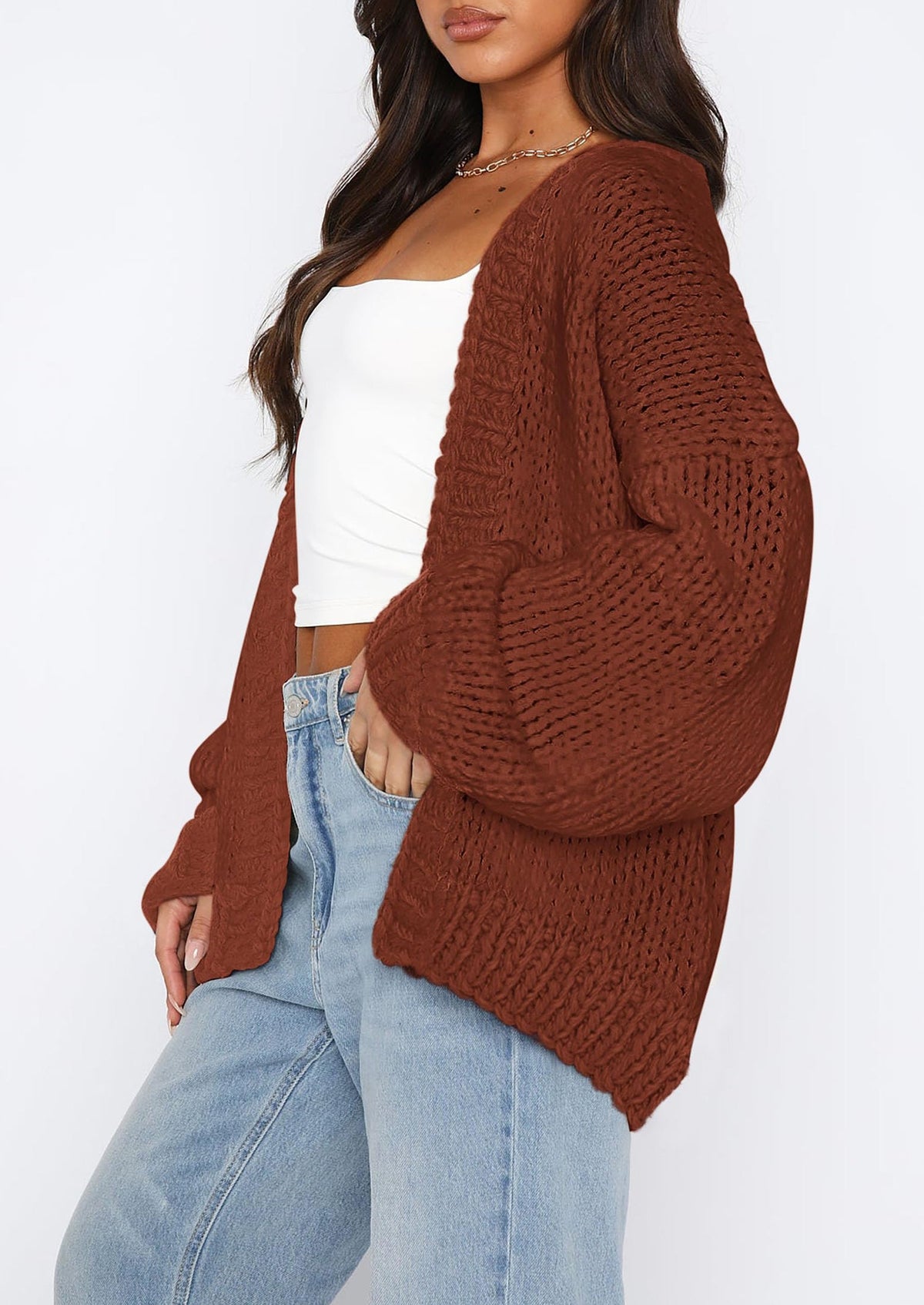 Pisania Cardigan Sweaters for Women Trendy Fall Fashion Long Sleeve Chunky Knit Cardigans Winter Clothing Outfits