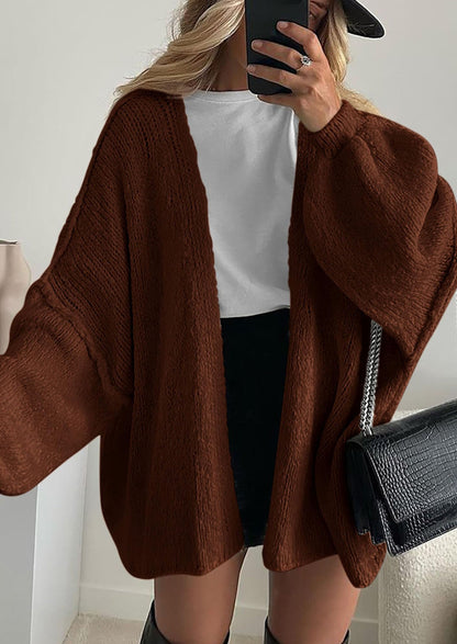 Pisania Womens Oversized Cardigan Sweaters Fall Long Lantern Sleeve Knit Open Front Lightweight Sweater