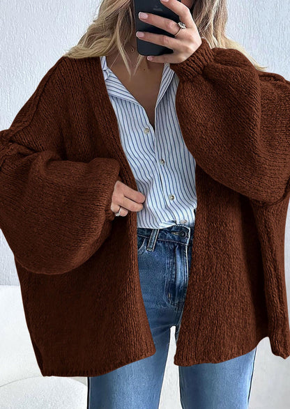 Pisania Womens Oversized Cardigan Sweaters Fall Long Lantern Sleeve Knit Open Front Lightweight Sweater