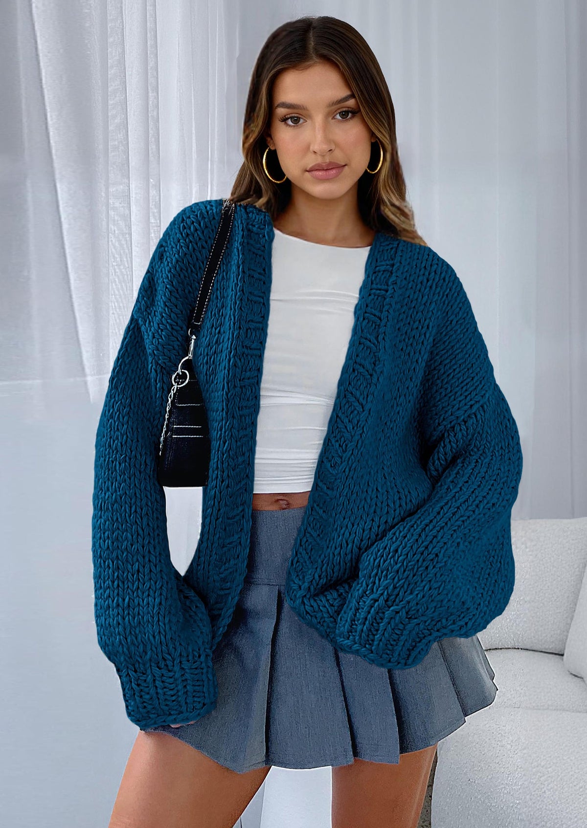 Pisania Cardigan Sweaters for Women Trendy Fall Fashion Long Sleeve Chunky Knit Cardigans Winter Clothing Outfits