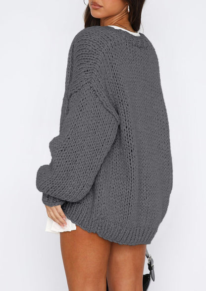 Pisania Cardigan Sweaters for Women Trendy Fall Fashion Long Sleeve Chunky Knit Cardigans Winter Clothing Outfits