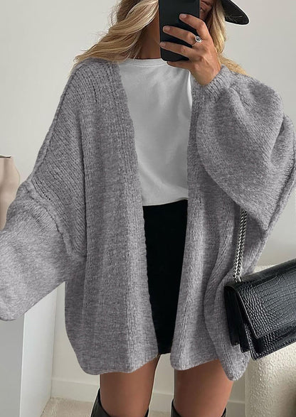 Pisania Womens Oversized Cardigan Sweaters Fall Long Lantern Sleeve Knit Open Front Lightweight Sweater