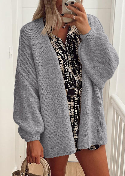 Pisania Womens Oversized Cardigan Sweaters Fall Long Lantern Sleeve Knit Open Front Lightweight Sweater