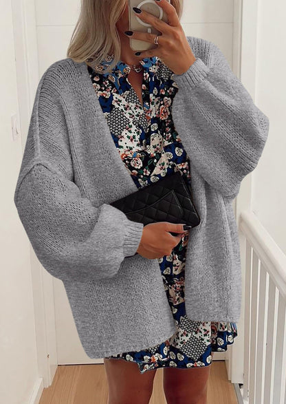 Pisania Womens Oversized Cardigan Sweaters Fall Long Lantern Sleeve Knit Open Front Lightweight Sweater
