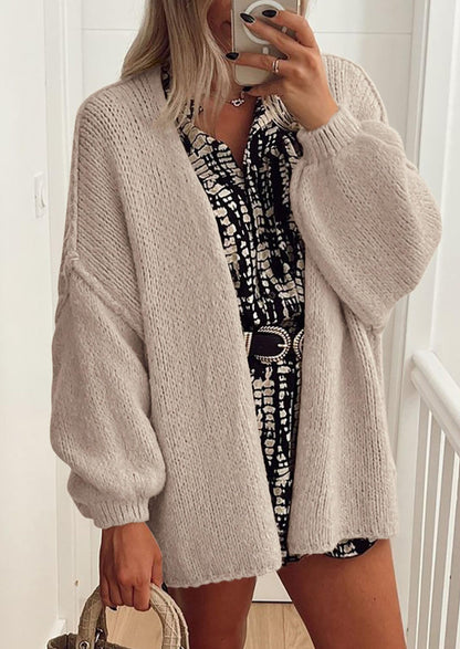 Pisania Womens Oversized Cardigan Sweaters Fall Long Lantern Sleeve Knit Open Front Lightweight Sweater