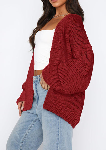 Pisania Cardigan Sweaters for Women Trendy Fall Fashion Long Sleeve Chunky Knit Cardigans Winter Clothing Outfits