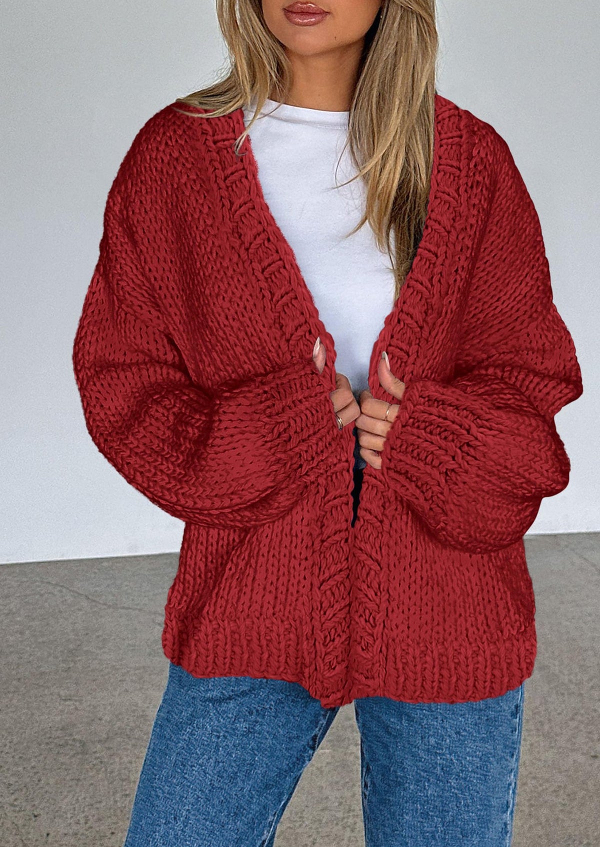 Pisania Cardigan Sweaters for Women Trendy Fall Fashion Long Sleeve Chunky Knit Cardigans Winter Clothing Outfits