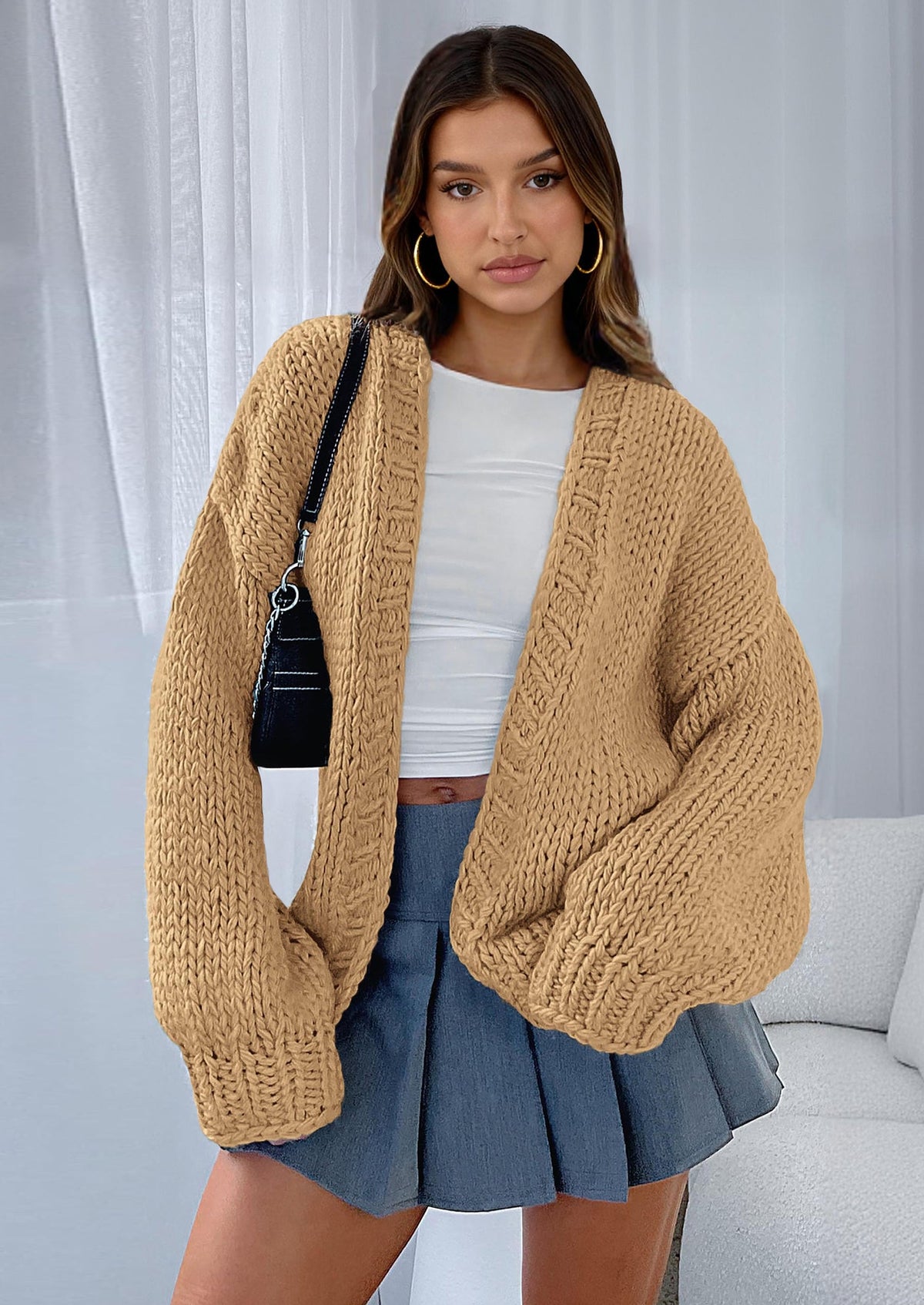 Pisania Cardigan Sweaters for Women Trendy Fall Fashion Long Sleeve Chunky Knit Cardigans Winter Clothing Outfits
