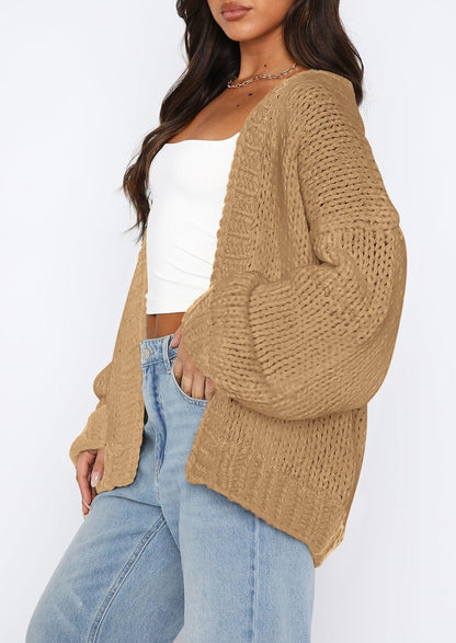 Pisania Cardigan Sweaters for Women Trendy Fall Fashion Long Sleeve Chunky Knit Cardigans Winter Clothing Outfits