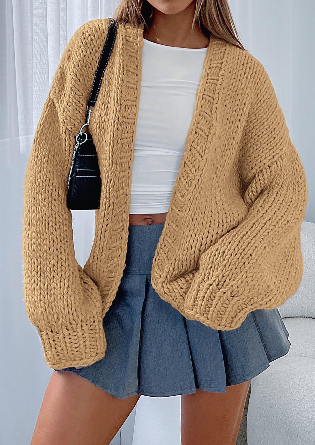 Pisania Cardigan Sweaters for Women Trendy Fall Fashion Long Sleeve Chunky Knit Cardigans Winter Clothing Outfits