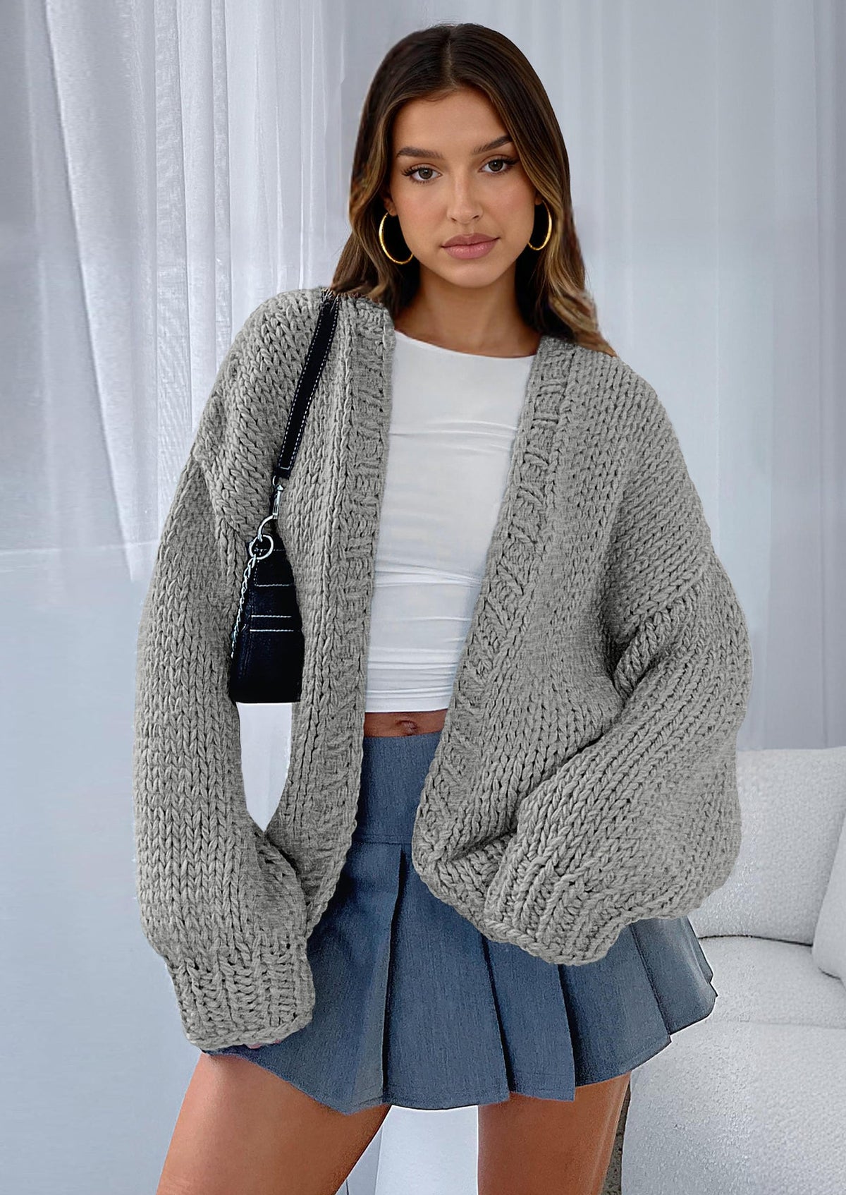 Pisania Cardigan Sweaters for Women Trendy Fall Fashion Long Sleeve Chunky Knit Cardigans Winter Clothing Outfits