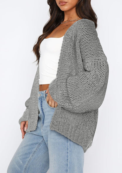 Pisania Cardigan Sweaters for Women Trendy Fall Fashion Long Sleeve Chunky Knit Cardigans Winter Clothing Outfits
