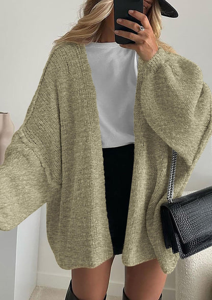 Pisania Womens Oversized Cardigan Sweaters Fall Long Lantern Sleeve Knit Open Front Lightweight Sweater