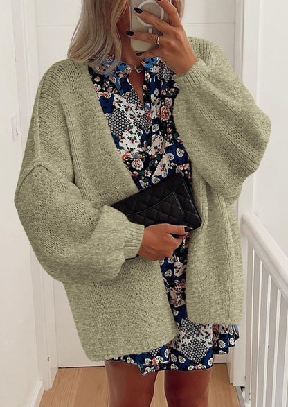 Pisania Womens Oversized Cardigan Sweaters Fall Long Lantern Sleeve Knit Open Front Lightweight Sweater