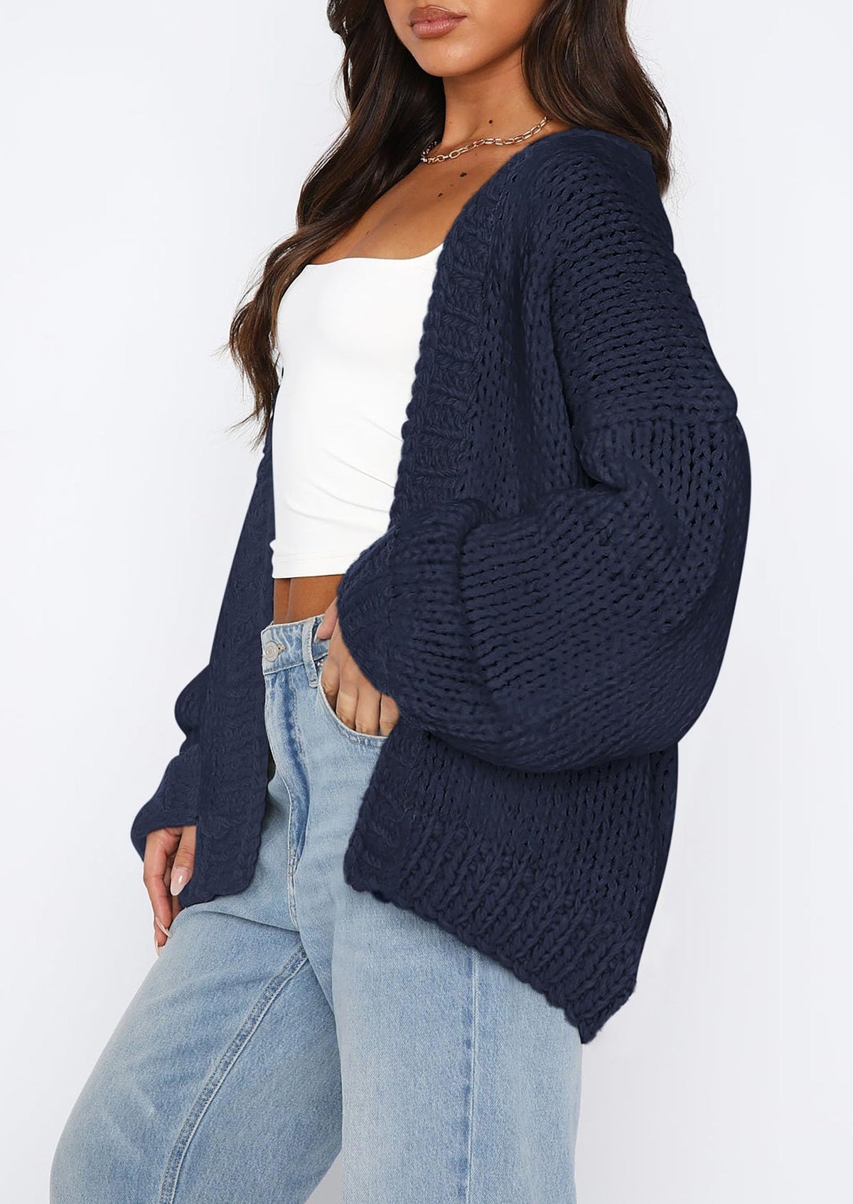 Pisania Cardigan Sweaters for Women Trendy Fall Fashion Long Sleeve Chunky Knit Cardigans Winter Clothing Outfits
