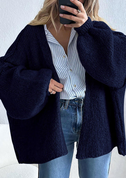 Pisania Womens Oversized Cardigan Sweaters Fall Long Lantern Sleeve Knit Open Front Lightweight Sweater