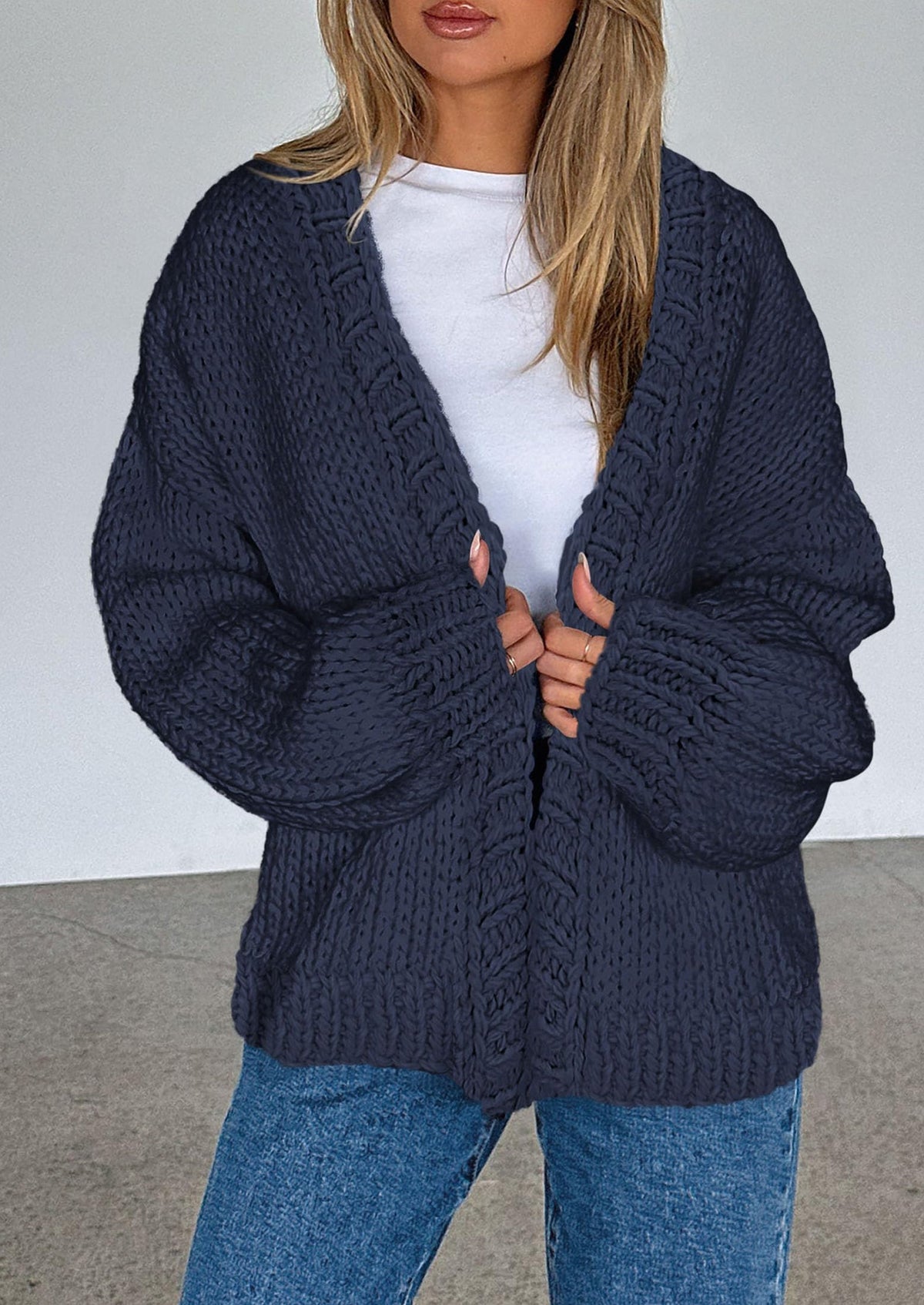 Pisania Cardigan Sweaters for Women Trendy Fall Fashion Long Sleeve Chunky Knit Cardigans Winter Clothing Outfits