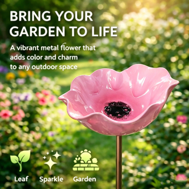 Colorful Metal Flower Stake for Birds, Bees & Butterflies
