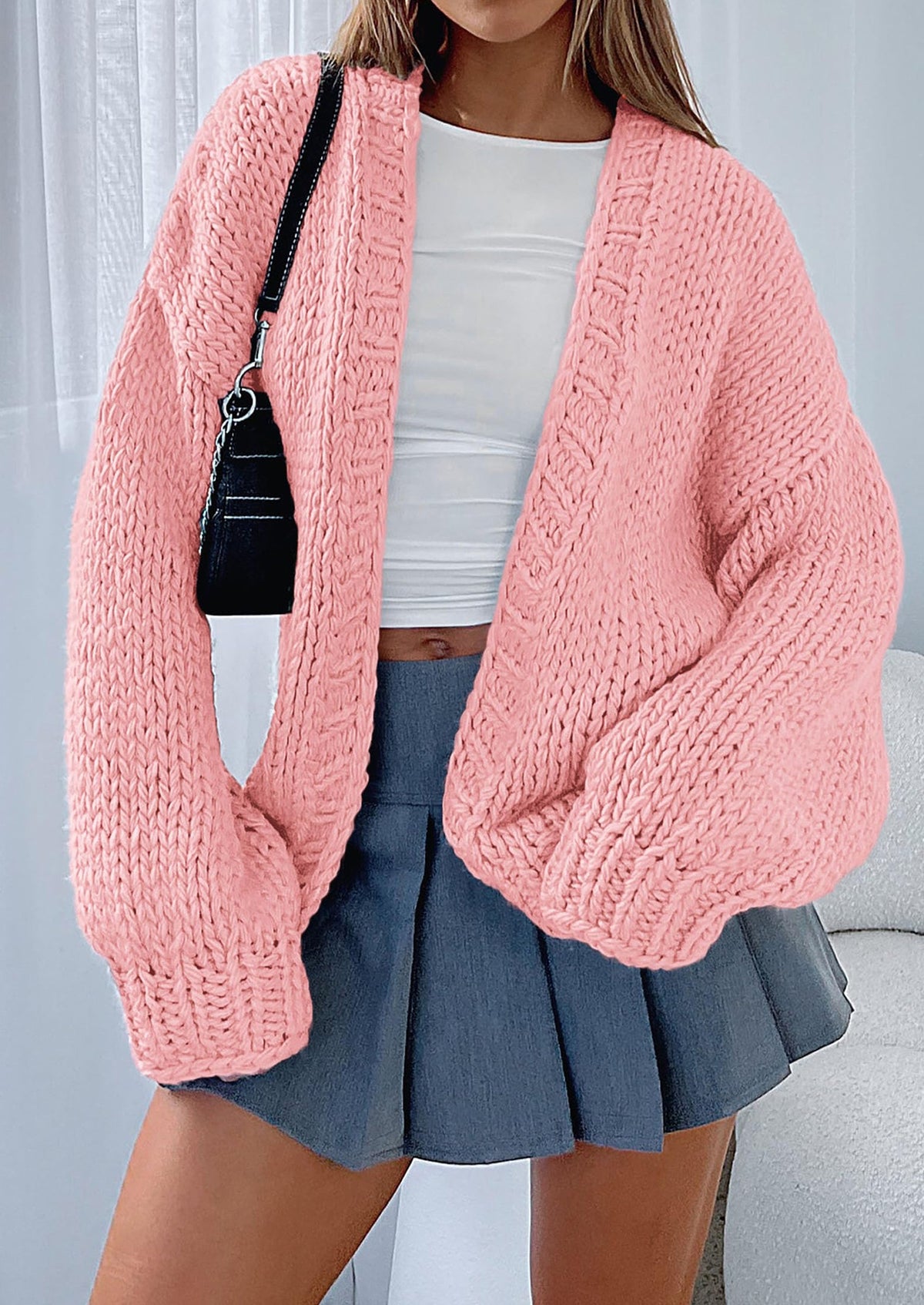 Pisania Cardigan Sweaters for Women Trendy Fall Fashion Long Sleeve Chunky Knit Cardigans Winter Clothing Outfits