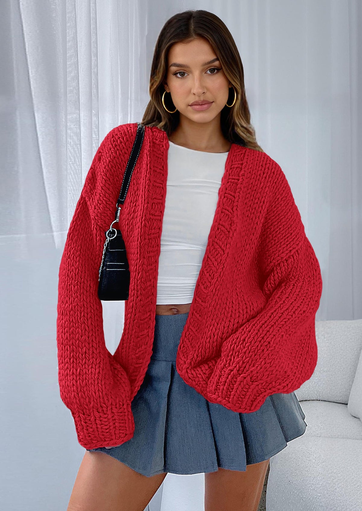 Pisania Cardigan Sweaters for Women Trendy Fall Fashion Long Sleeve Chunky Knit Cardigans Winter Clothing Outfits